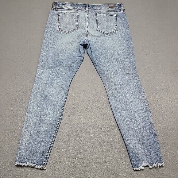 Kut From The Kloth Womens Jeans 14 Petite Ankle Skinny Blue Faded Distressed Hem - Picture 7 of 9